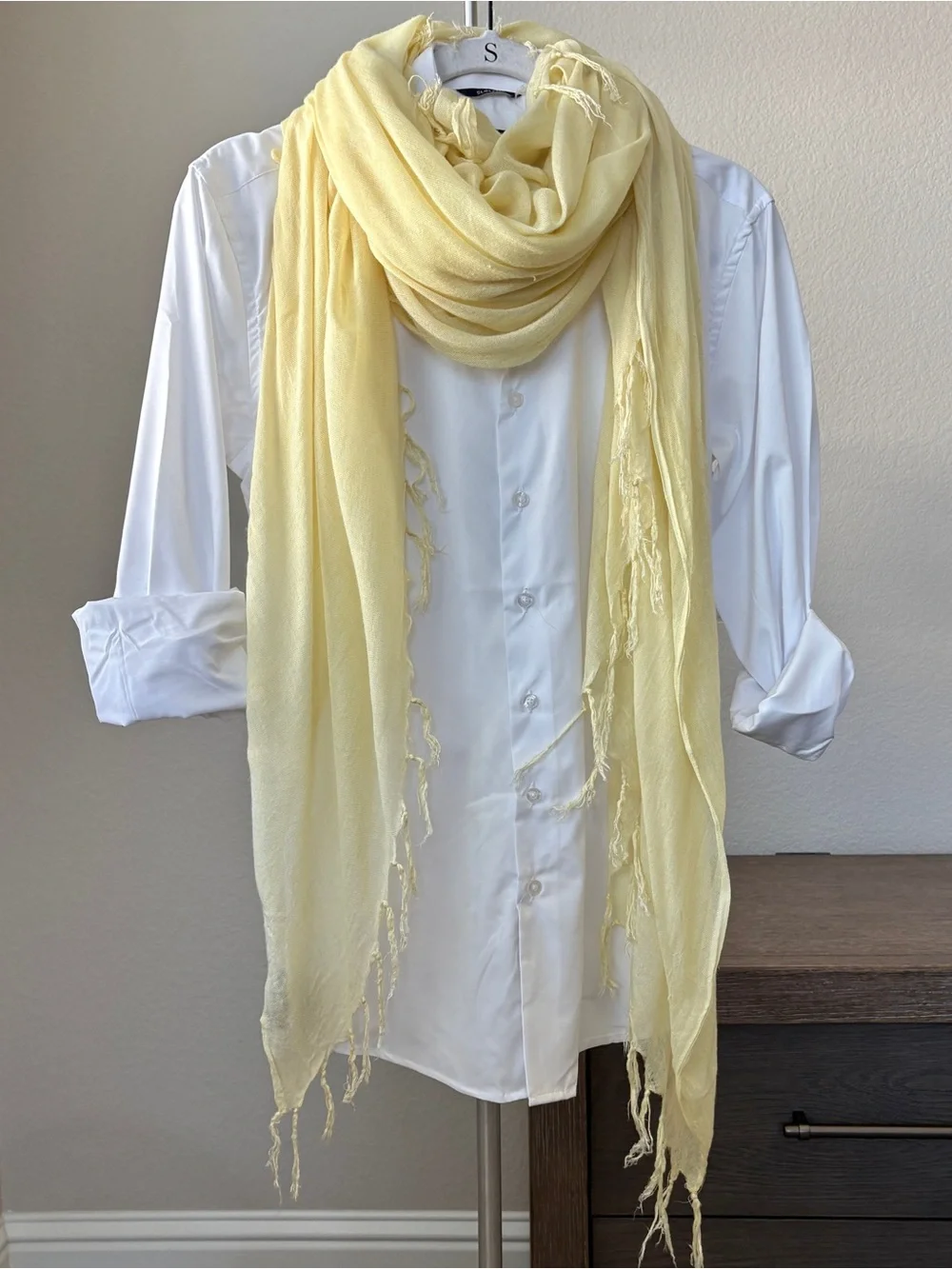 Lightweight Yellow Fringe Scarf